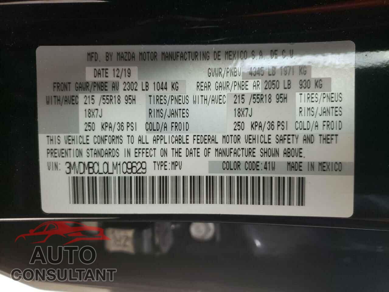 MAZDA CX30 2020 - 3MVDMBCL0LM109629
