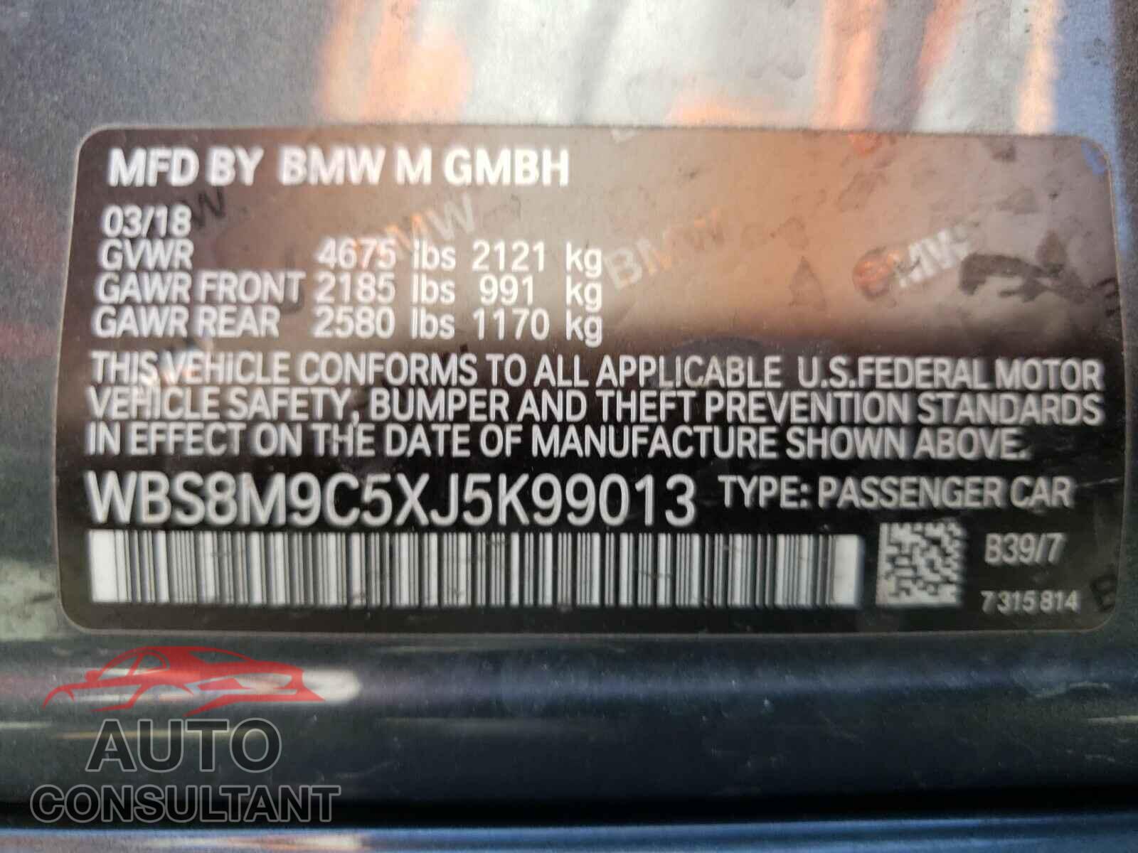 BMW M3 2018 - WBS8M9C5XJ5K99013