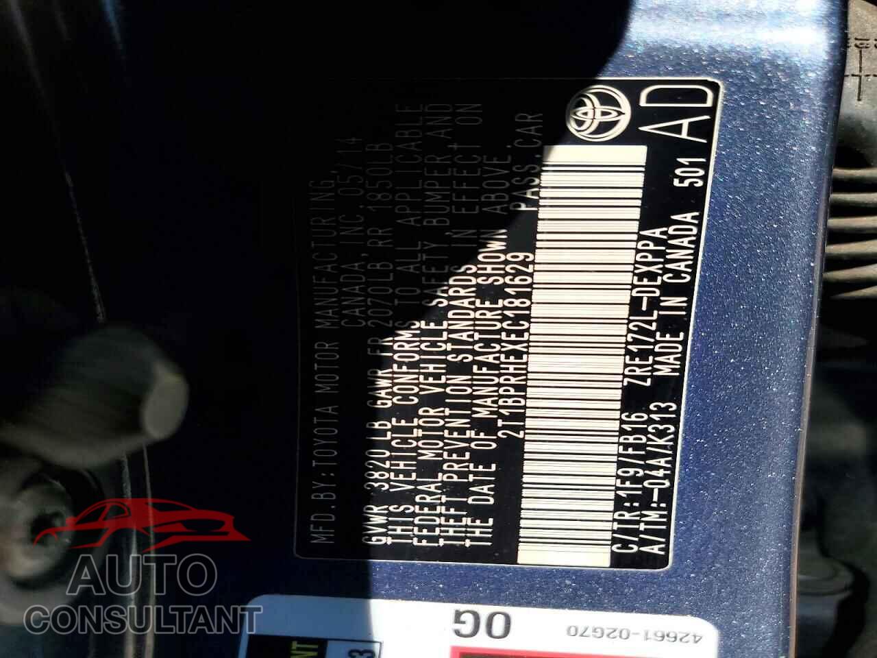 TOYOTA COROLLA 2014 - 2T1BPRHEXEC181629
