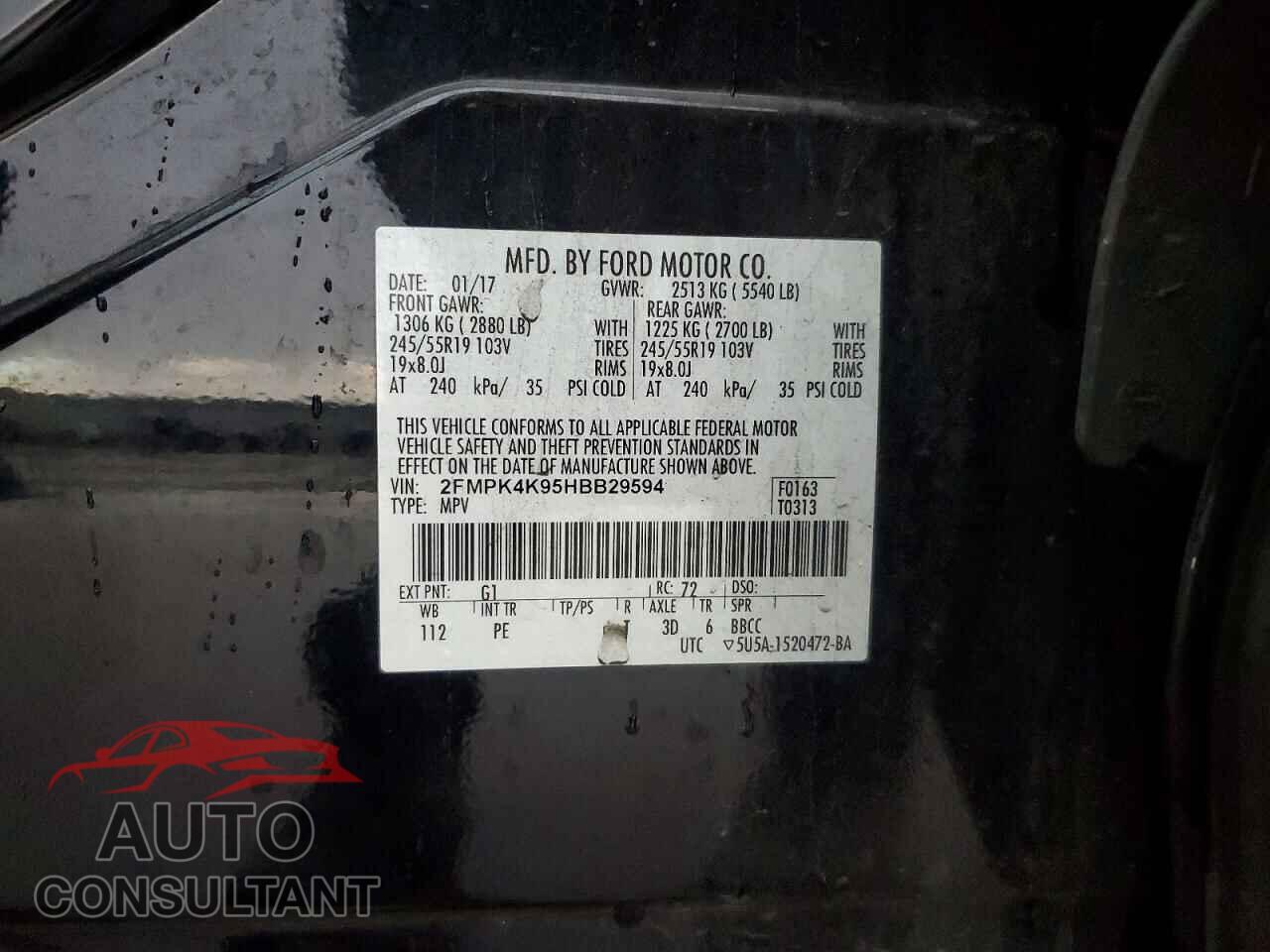 FORD EDGE 2017 - 2FMPK4K95HBB29594