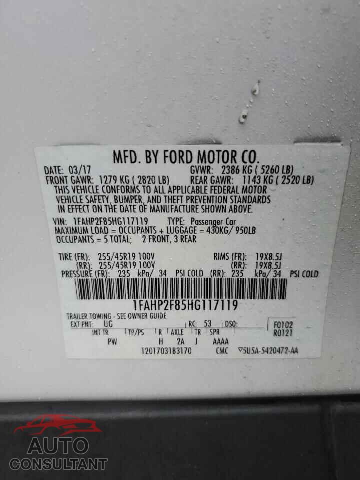 FORD TAURUS 2017 - 1FAHP2F85HG117119