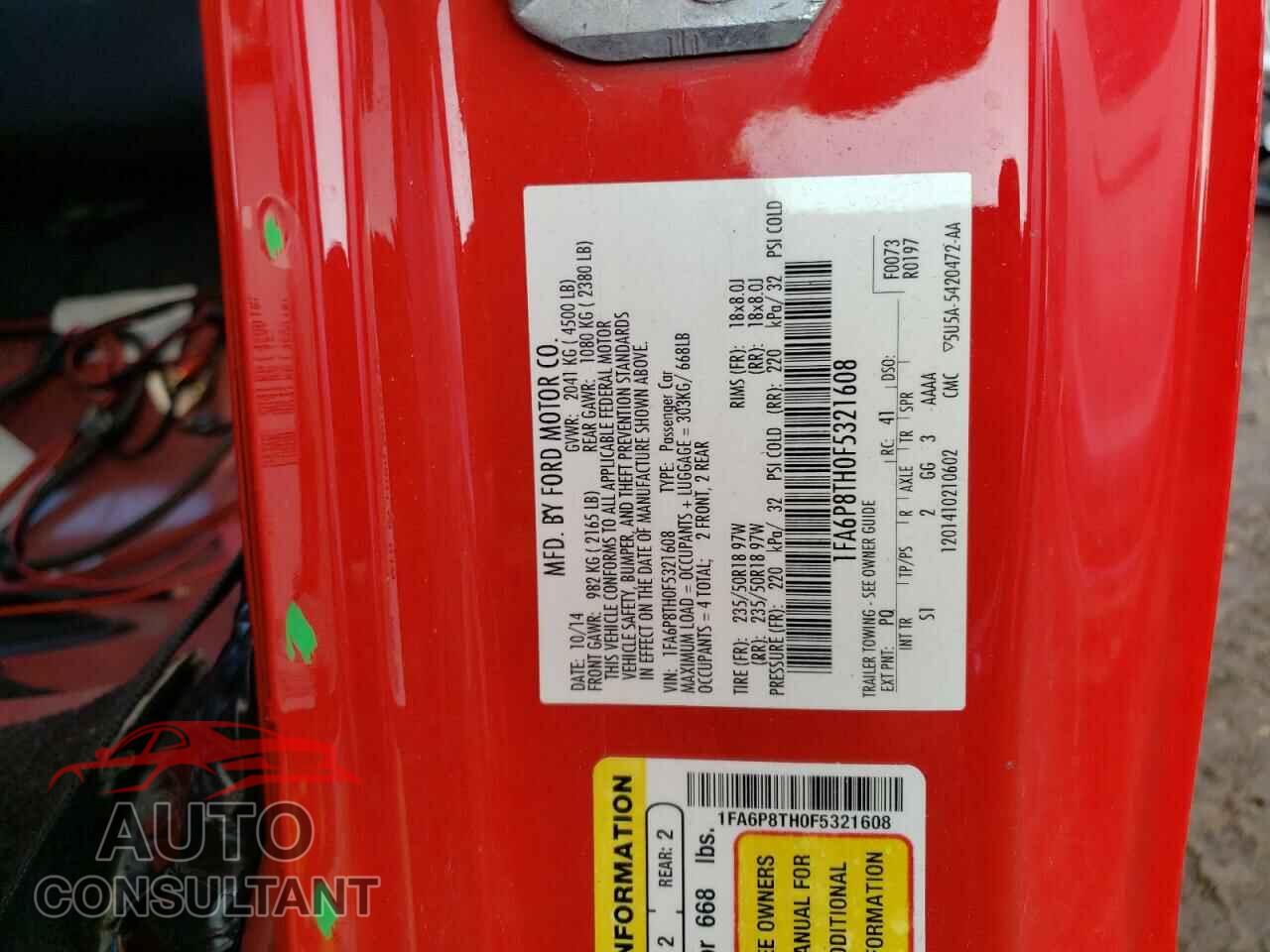 FORD MUSTANG 2015 - 1FA6P8TH0F5321608