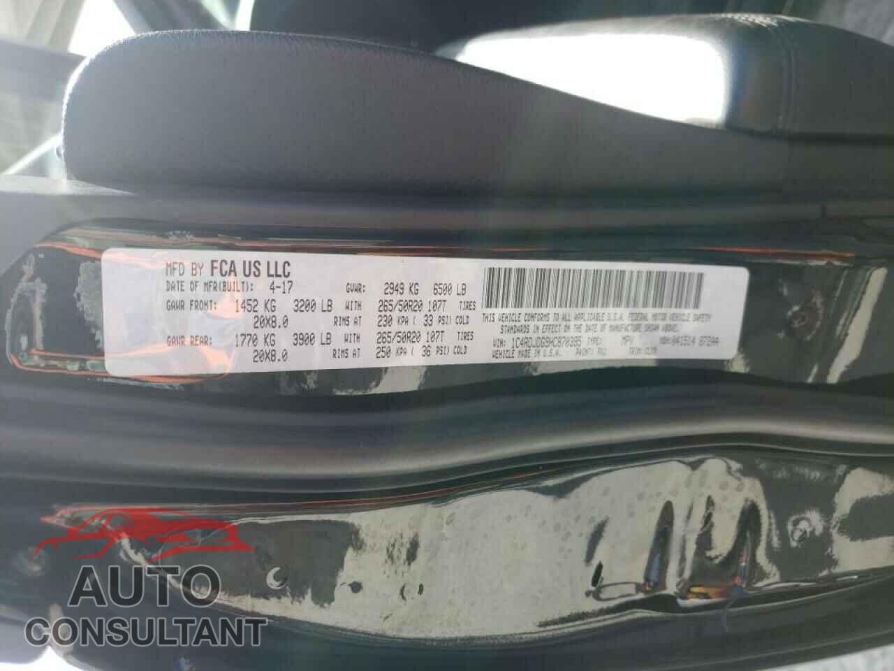 DODGE DURANGO 2017 - 1C4RDJDG9HC870395