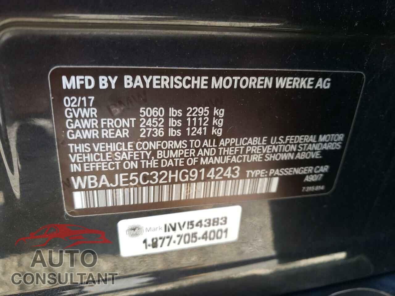 BMW 5 SERIES 2017 - WBAJE5C32HG914243