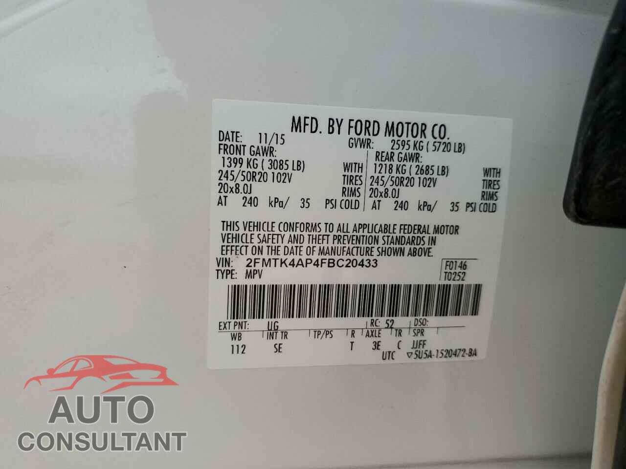 FORD EDGE 2015 - 2FMTK4AP4FBC20433