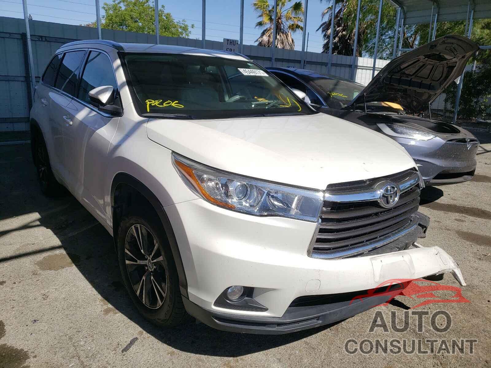 TOYOTA HIGHLANDER 2016 - 5TDJKRFH1GS298310