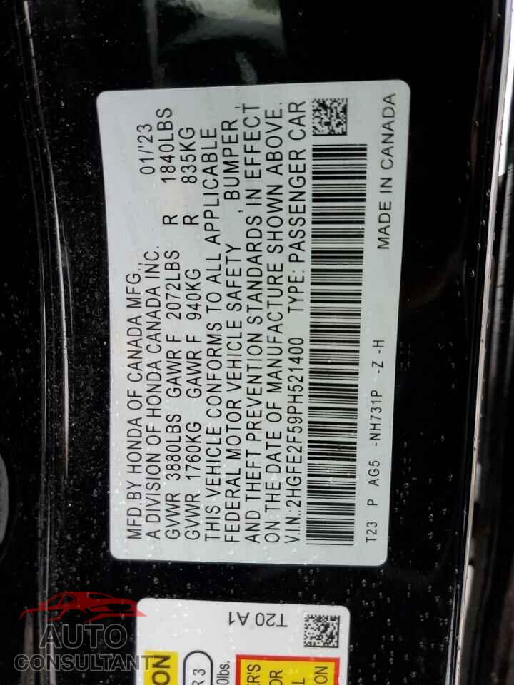 HONDA CIVIC 2023 - 2HGFE2F59PH521400