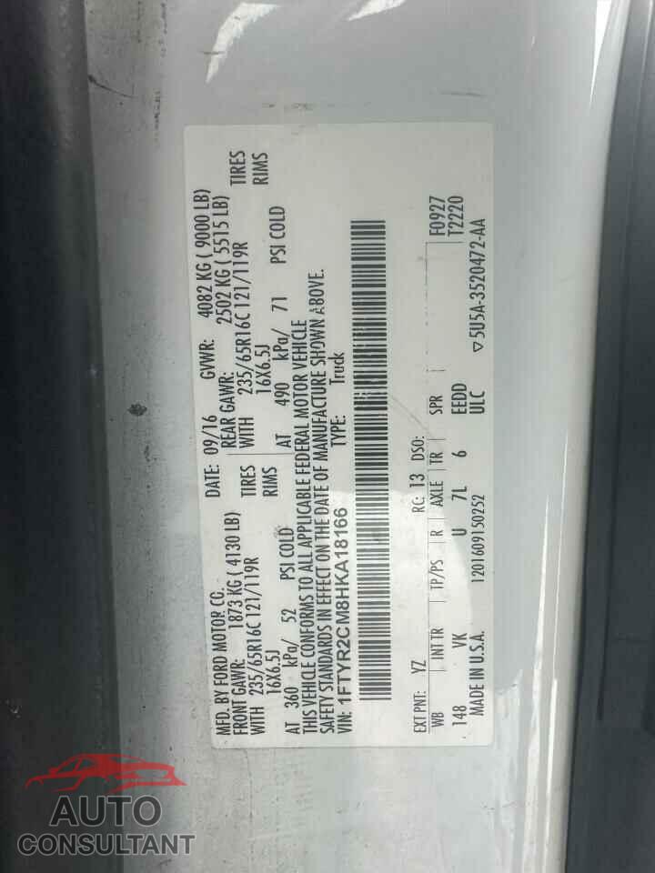 FORD TRANSIT 2017 - 1FTYR2CM8HKA18166