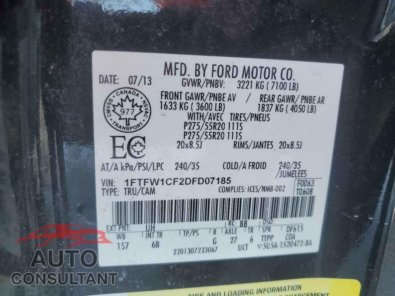 FORD F-150 2013 - 1FTFW1CF2DFD07185