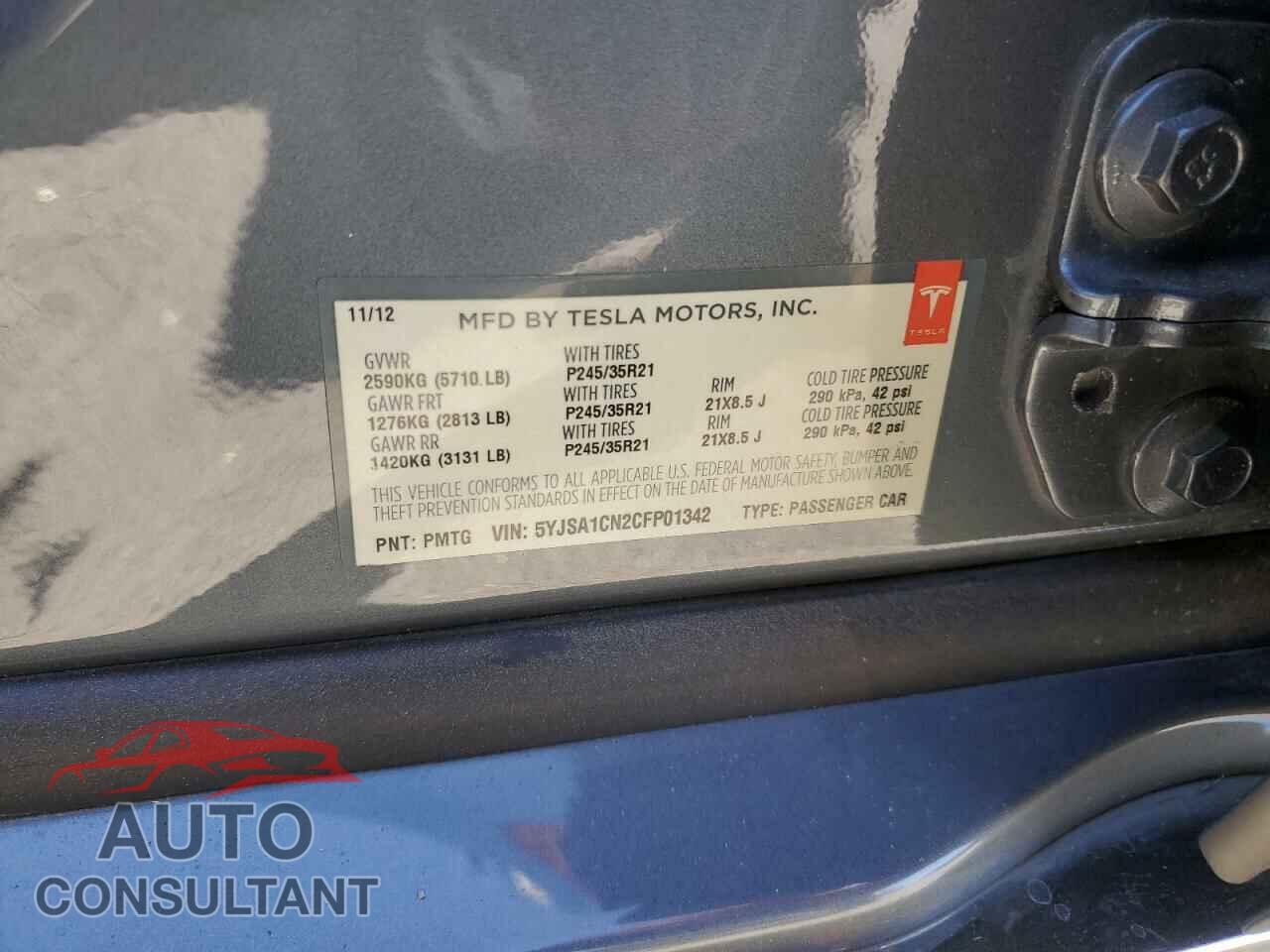 TESLA MODEL S 2012 - 5YJSA1CN2CFP01342
