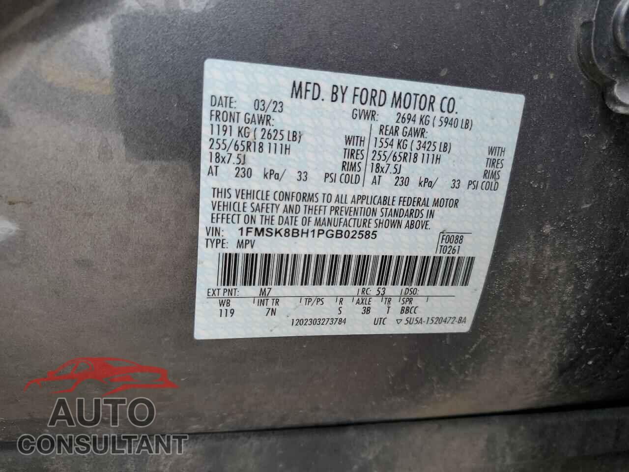 FORD EXPLORER 2023 - 1FMSK8BH1PGB02585