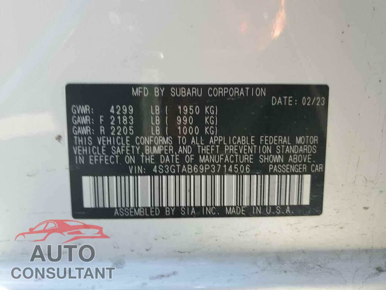 SUBARU IMPREZA 2023 - 4S3GTAB69P3714506
