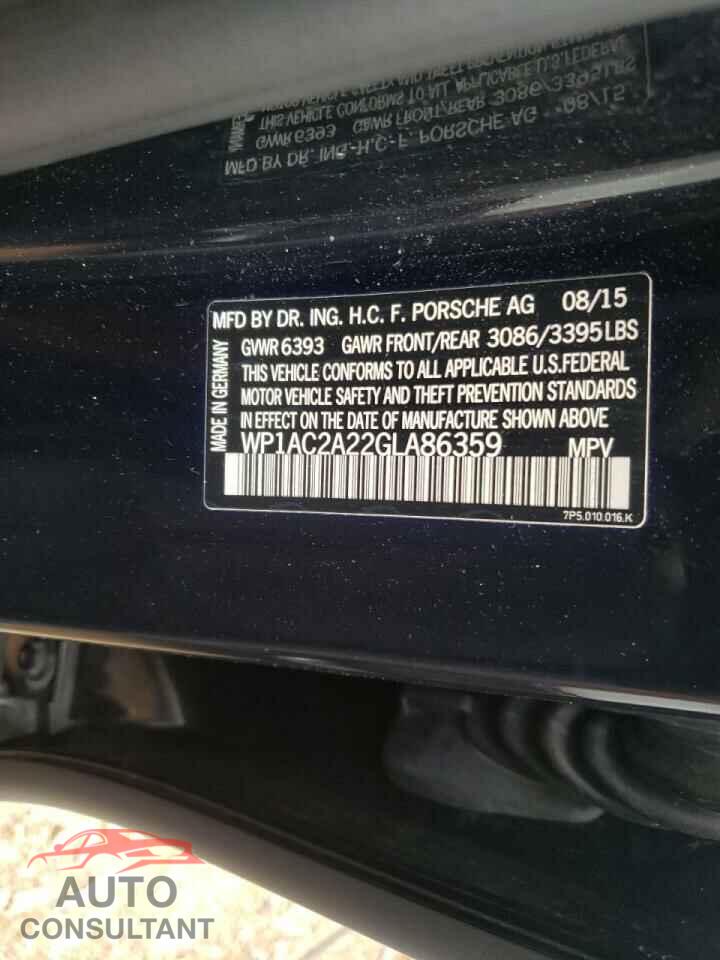 PORSCHE CAYENNE 2016 - WP1AC2A22GLA86359