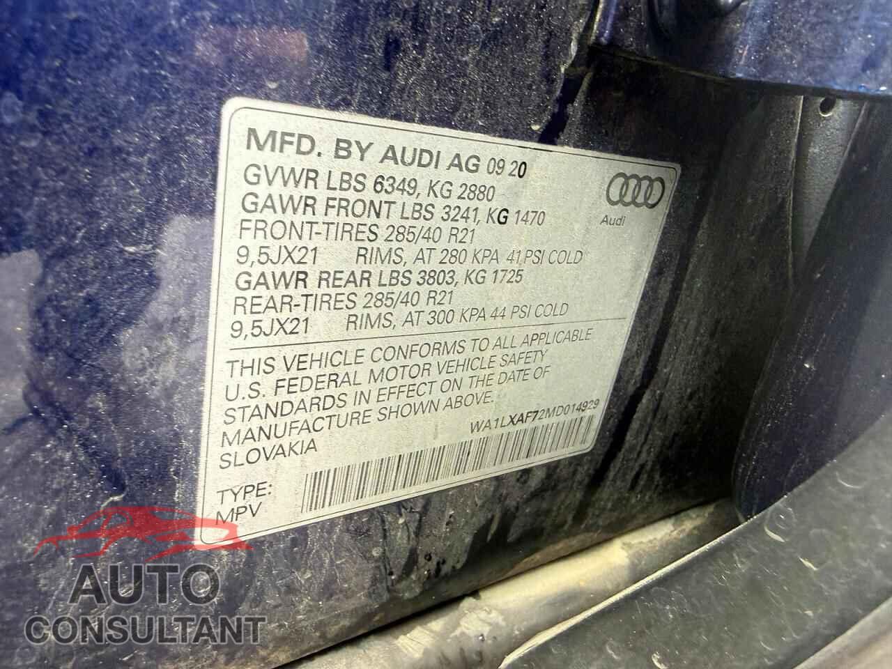 AUDI Q7 2021 - WA1LXAF72MD014929