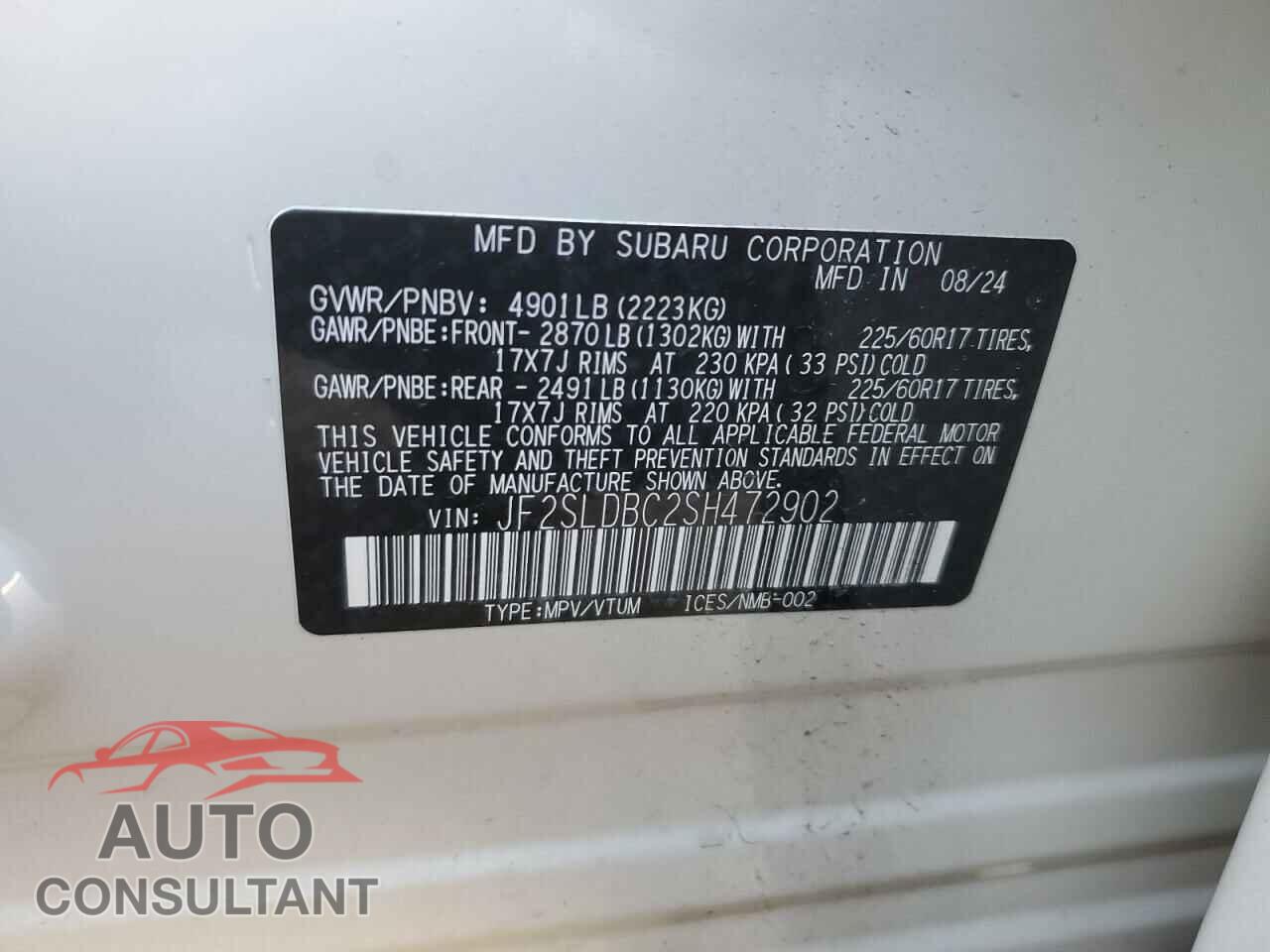 SUBARU FORESTER 2025 - JF2SLDBC2SH472902