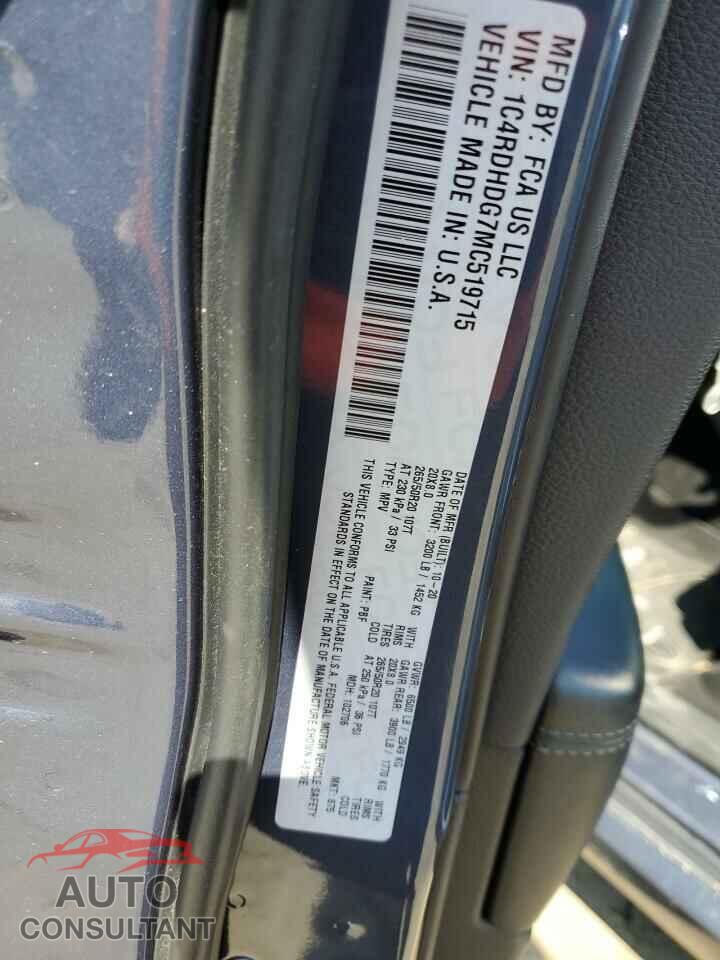 DODGE DURANGO 2021 - 1C4RDHDG7MC519715