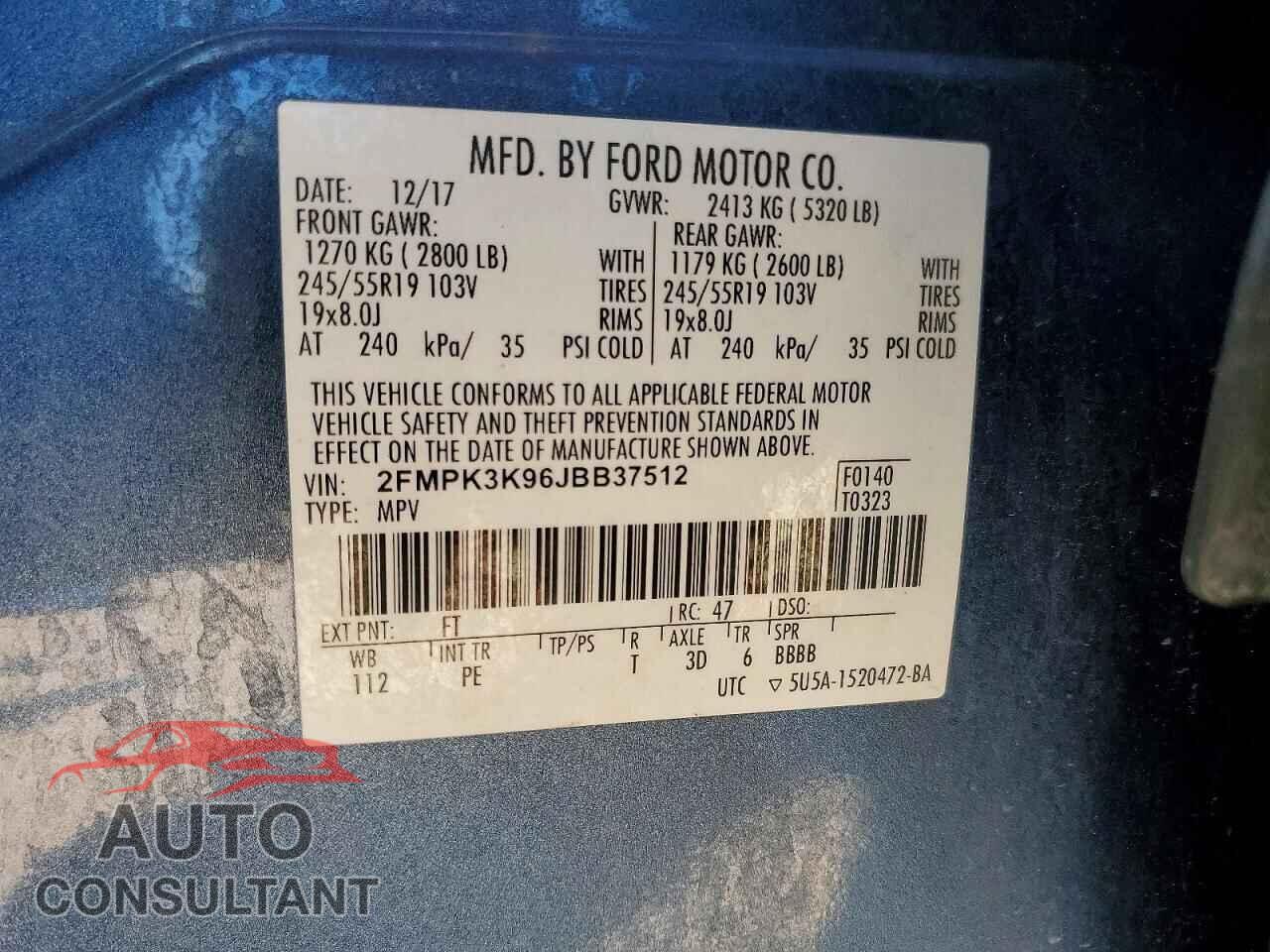 FORD EDGE 2018 - 2FMPK3K96JBB37512