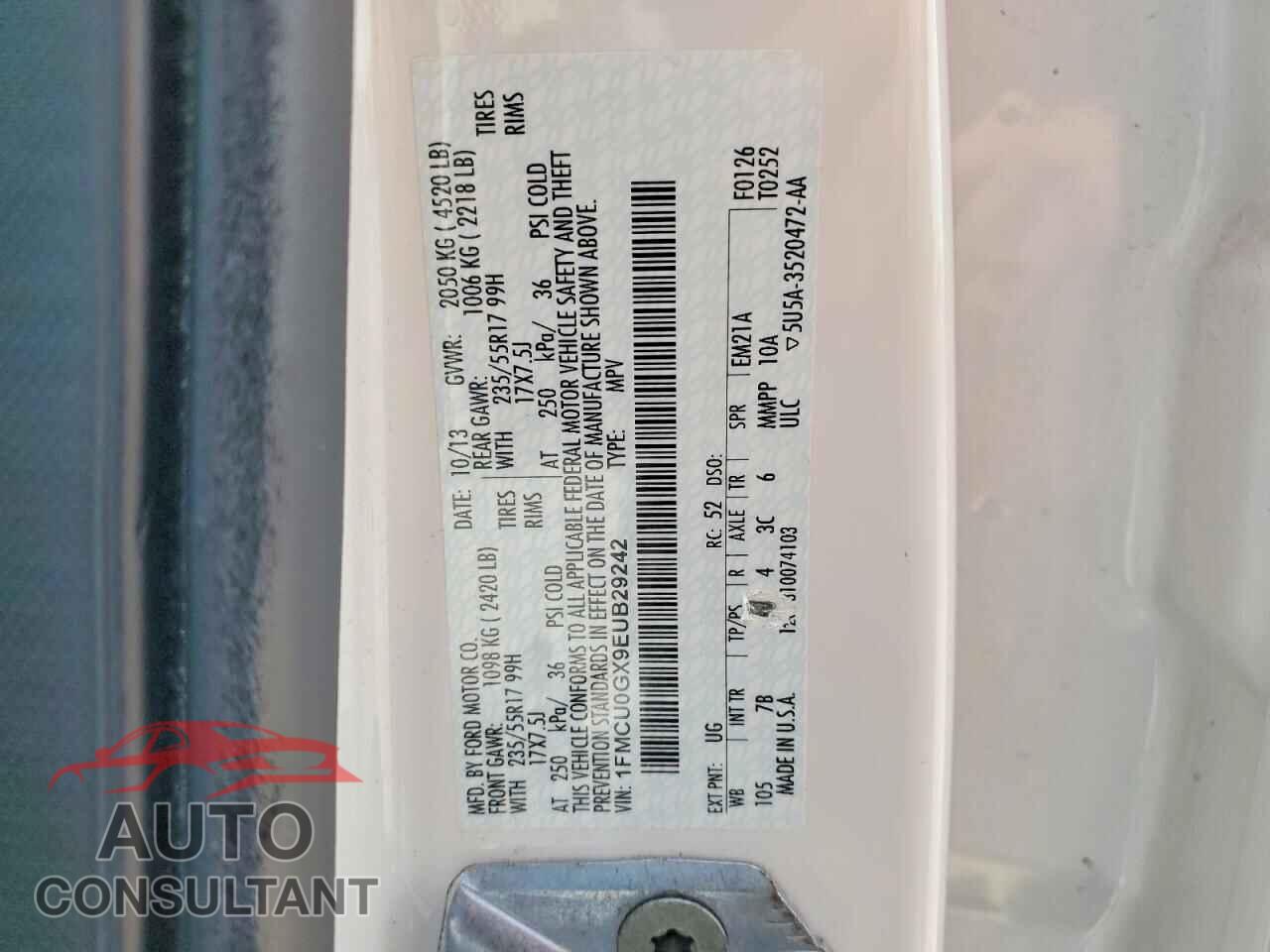 FORD ESCAPE 2014 - 1FMCU0GX9EUB29242