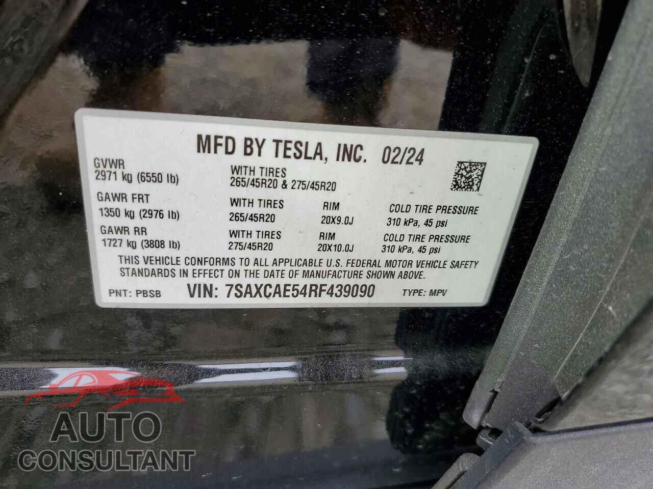TESLA MODEL X 2024 - 7SAXCAE54RF439090