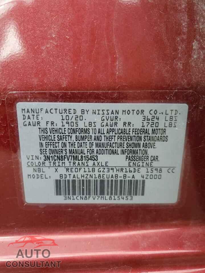 NISSAN VERSA 2021 - 3N1CN8FV7ML815453
