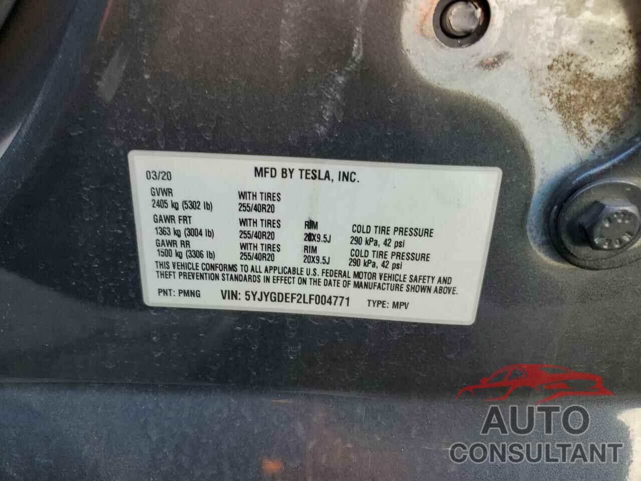 TESLA MODEL Y 2020 - 5YJYGDEF2LF004771