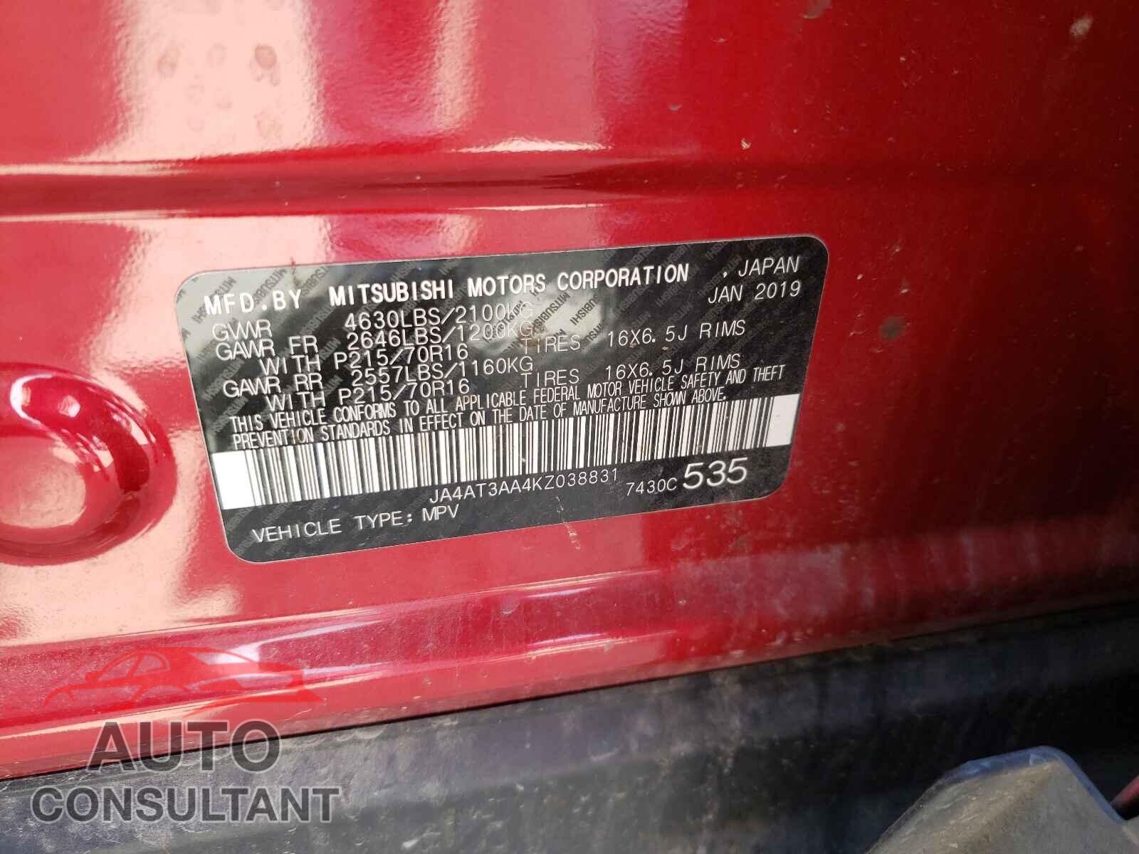 MITSUBISHI ECLIPSE 2019 - JA4AT3AA4KZ038831