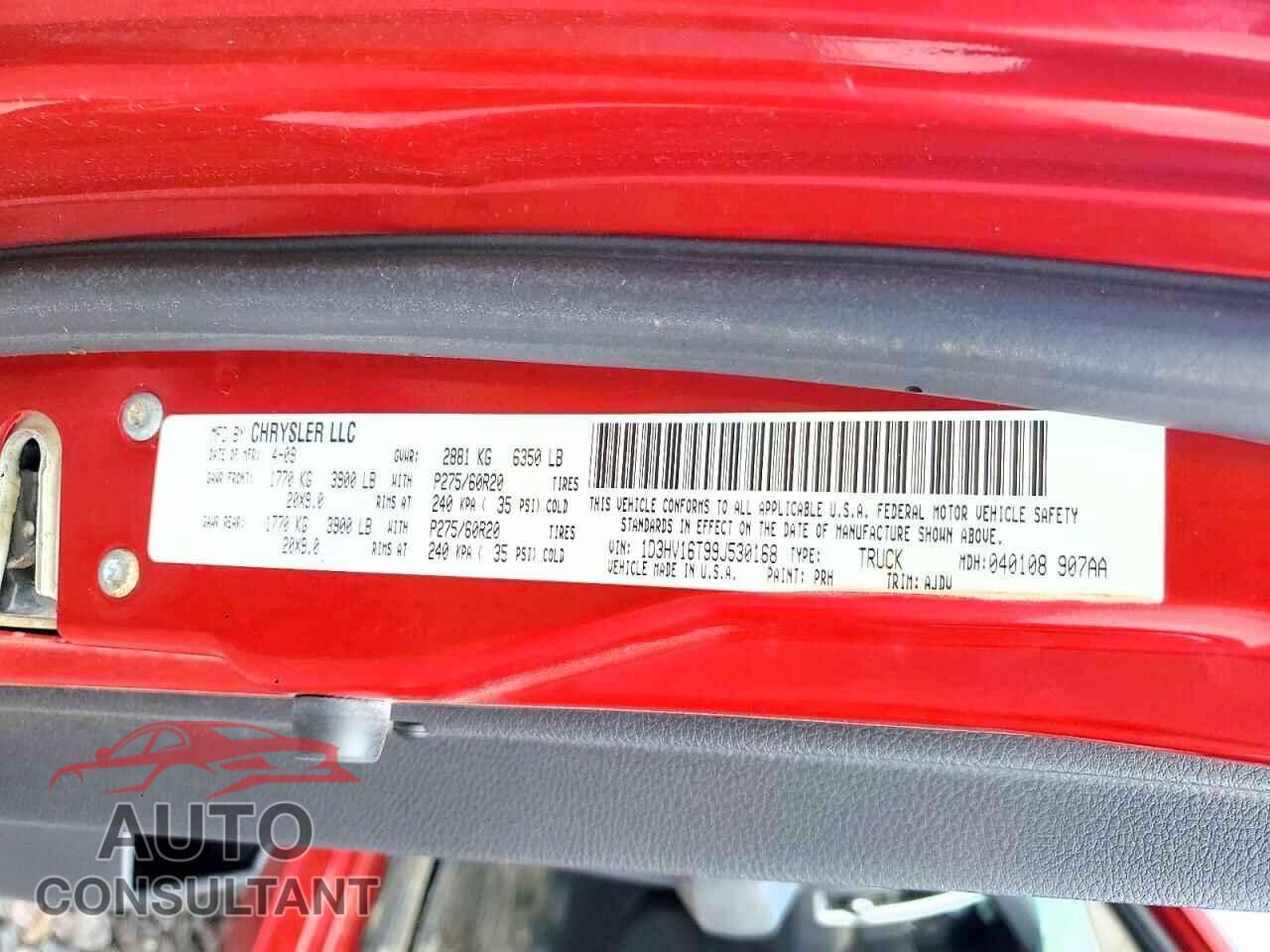 DODGE RAM 1500 2009 - 1D3HV16T99J530168