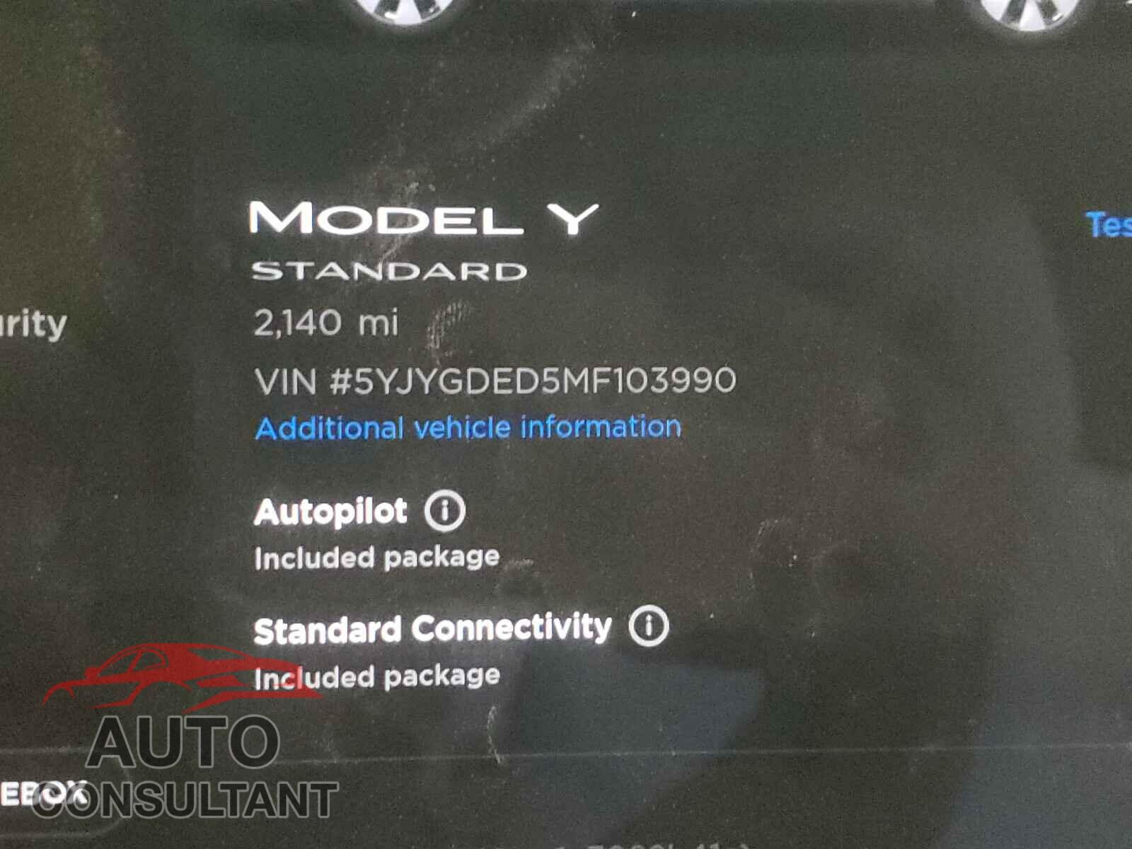 TESLA MODEL Y 2021 - 5YJYGDED5MF103990