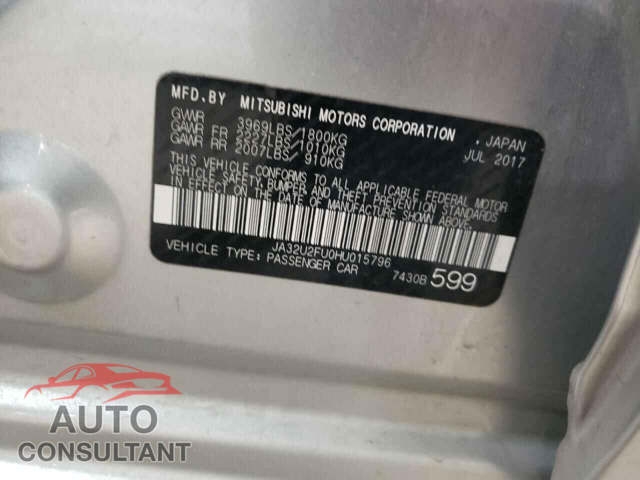 MITSUBISHI LANCER 2017 - JA32U2FU0HU015796