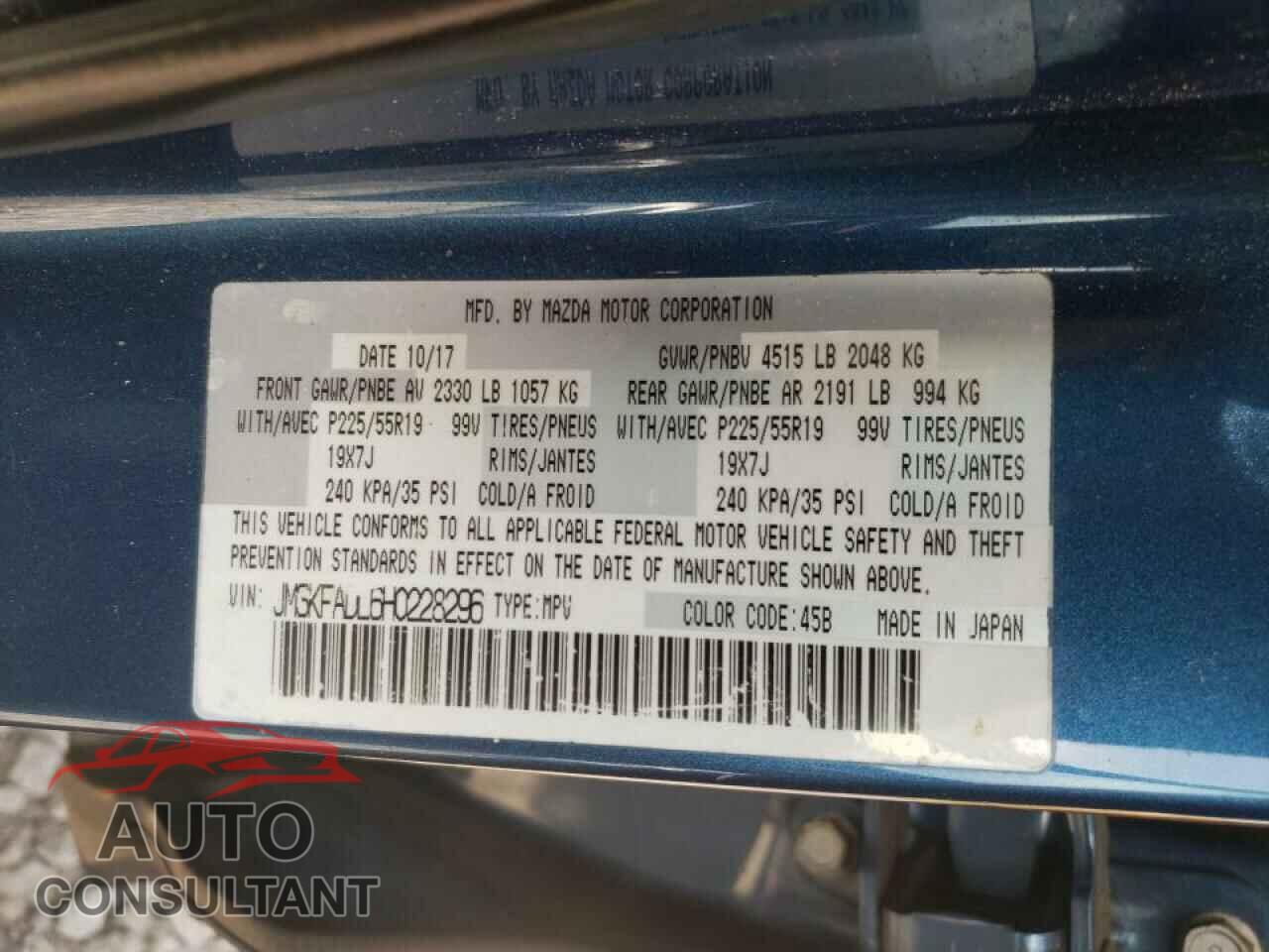 MAZDA CX-5 2017 - JM3KFADL6H0228296