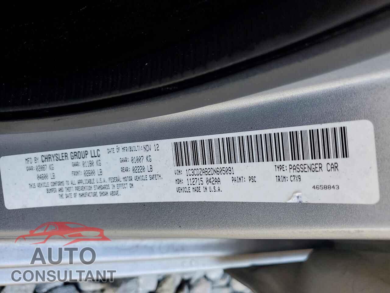 DODGE AVENGER 2013 - 1C3CDZAB2DN605091