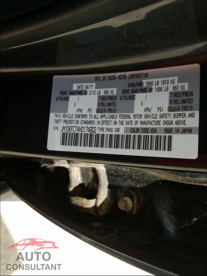 MAZDA CX-3 2017 - JM1DKFC74H0174902