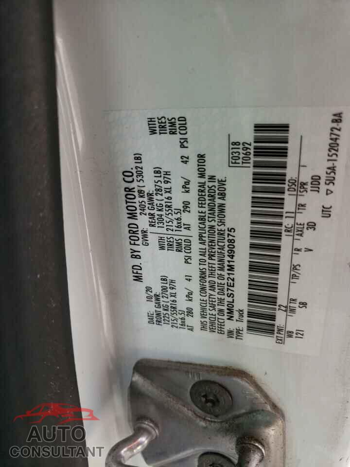 FORD TRANSIT 2021 - NM0LS7E21M1490875