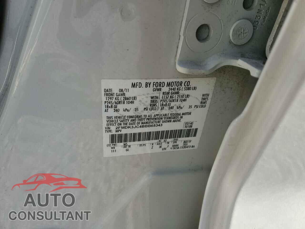 FORD EDGE 2011 - 2FMDK3JC4BBB65343