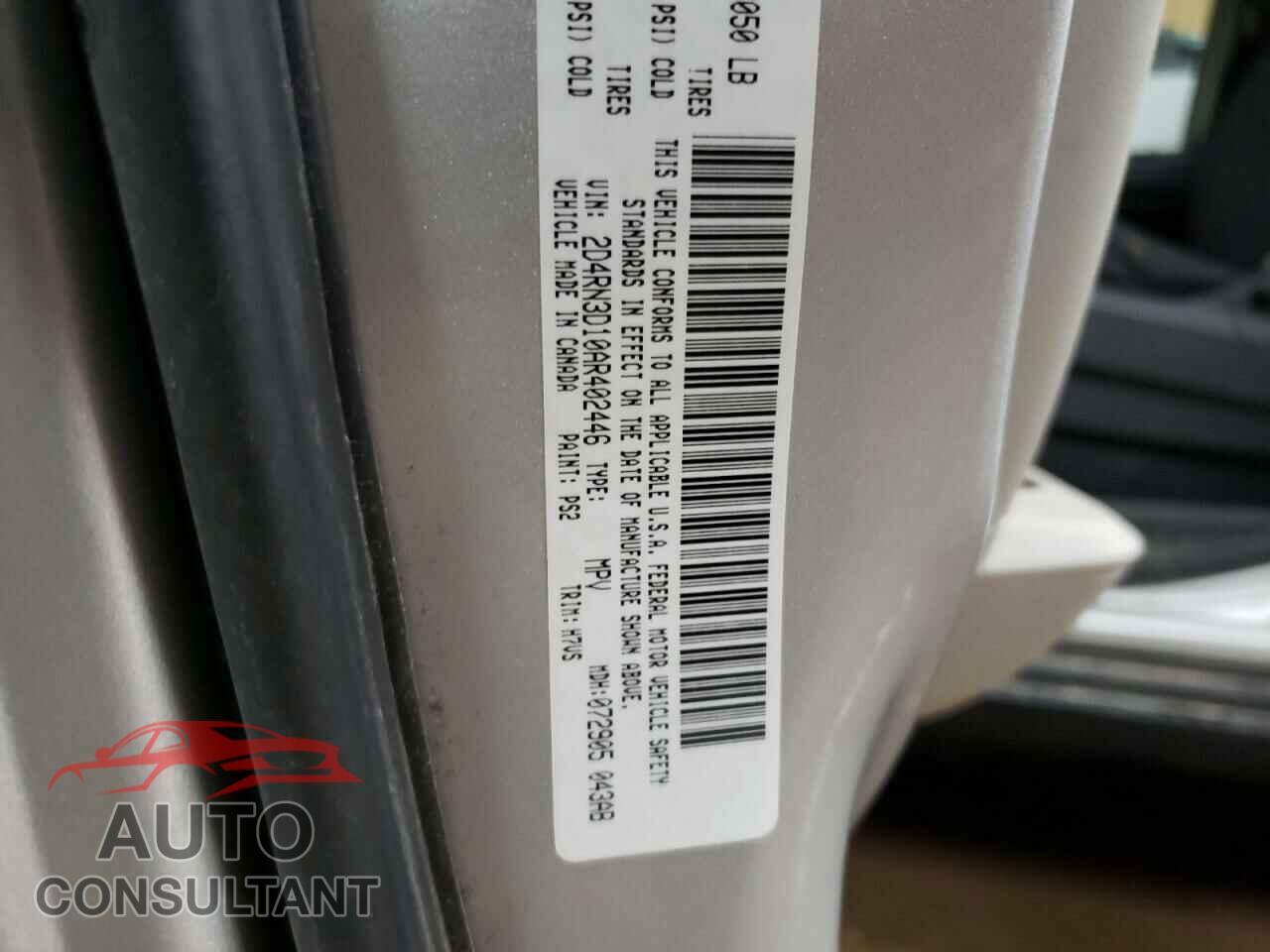 DODGE CARAVAN 2010 - 2D4RN3D10AR402446