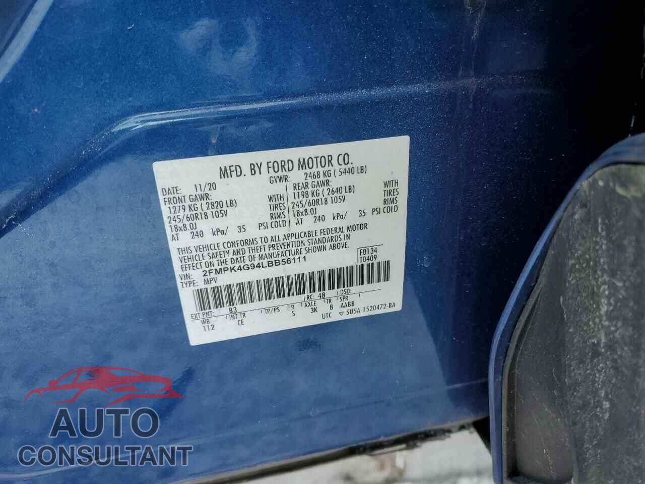 FORD EDGE 2020 - 2FMPK4G94LBB56111
