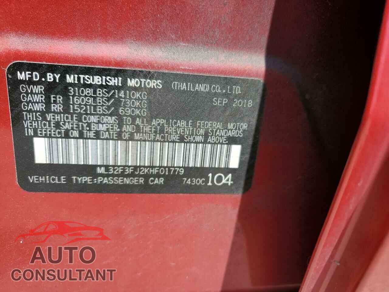MITSUBISHI MIRAGE 2019 - ML32F3FJ2KHF01779