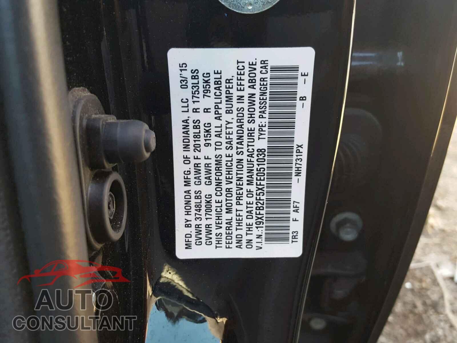 HONDA CIVIC LX 2015 - 19XFB2F5XFE051038