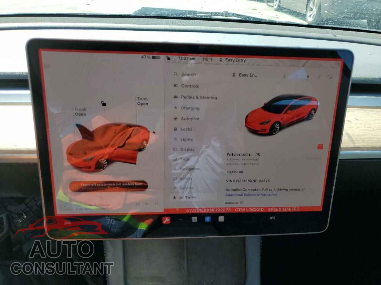 TESLA MODEL 3 2022 - 5YJ3E1EBXNF192275