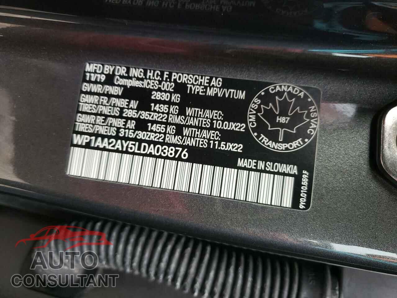 PORSCHE CAYENNE 2020 - WP1AA2AY5LDA03876