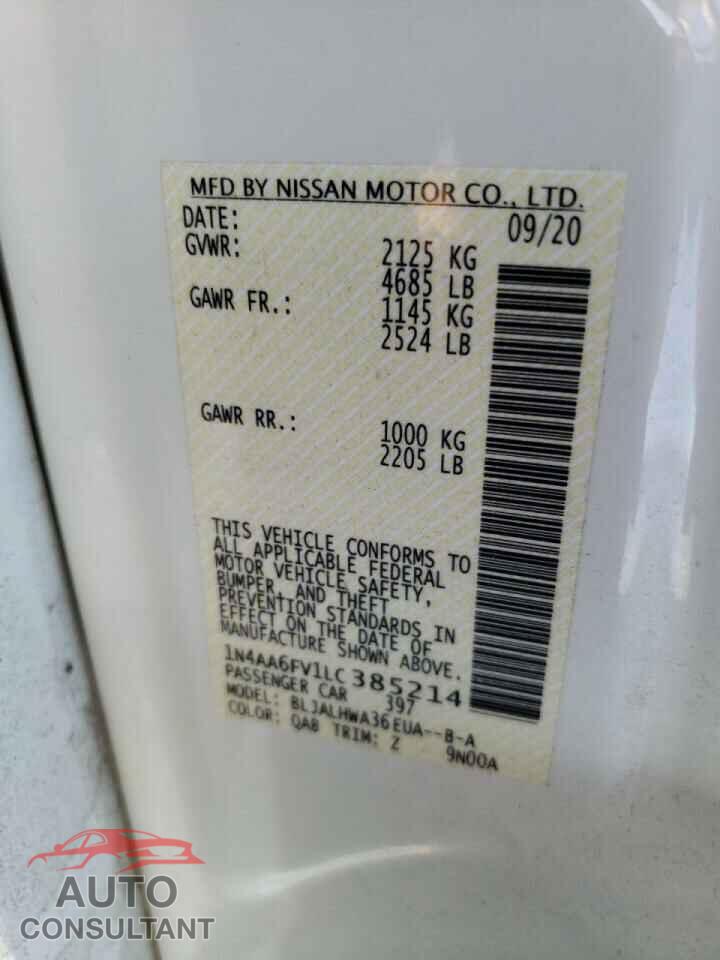 NISSAN MAXIMA 2020 - 1N4AA6FV1LC385214