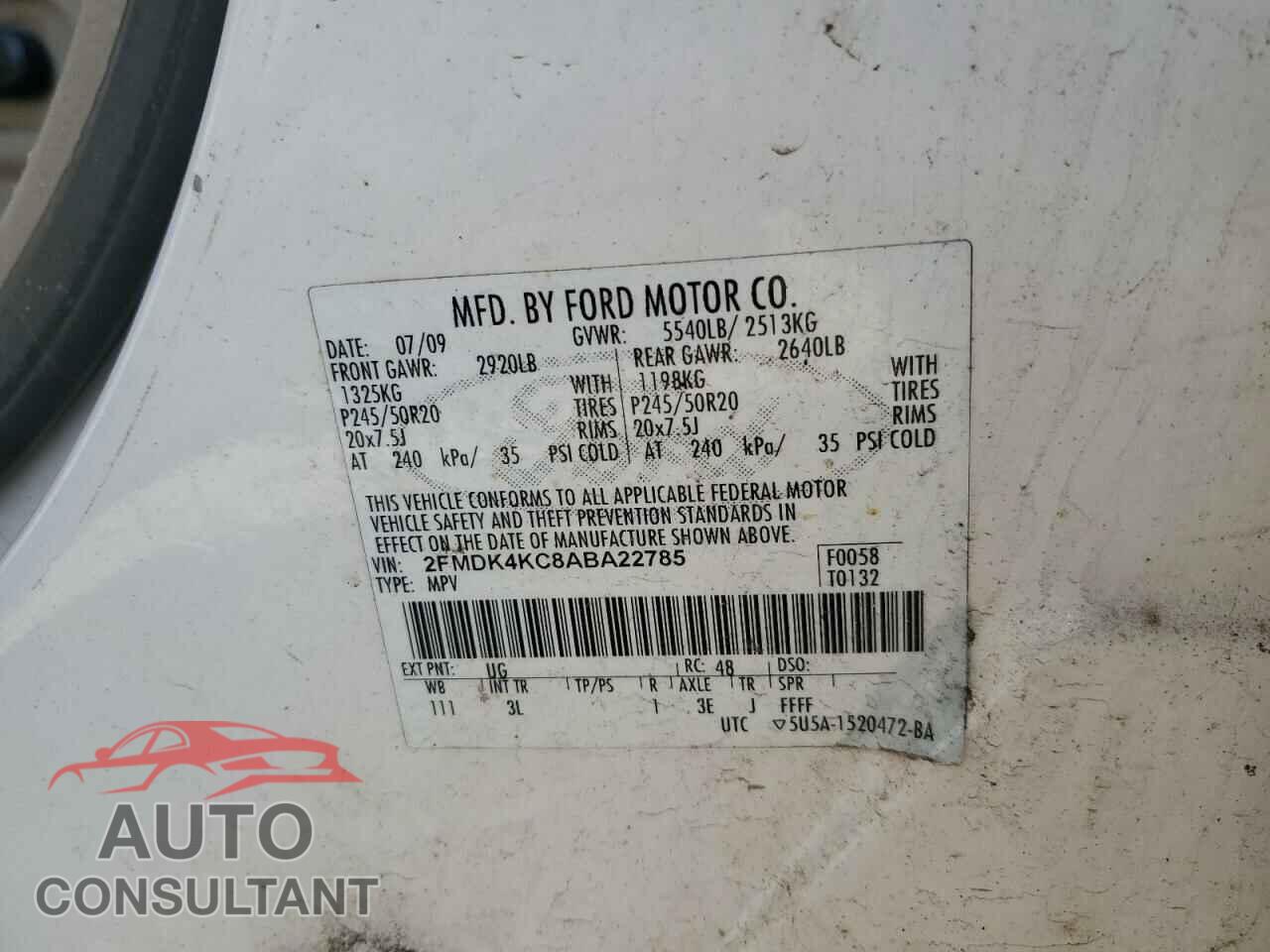 FORD EDGE 2010 - 2FMDK4KC8ABA22785