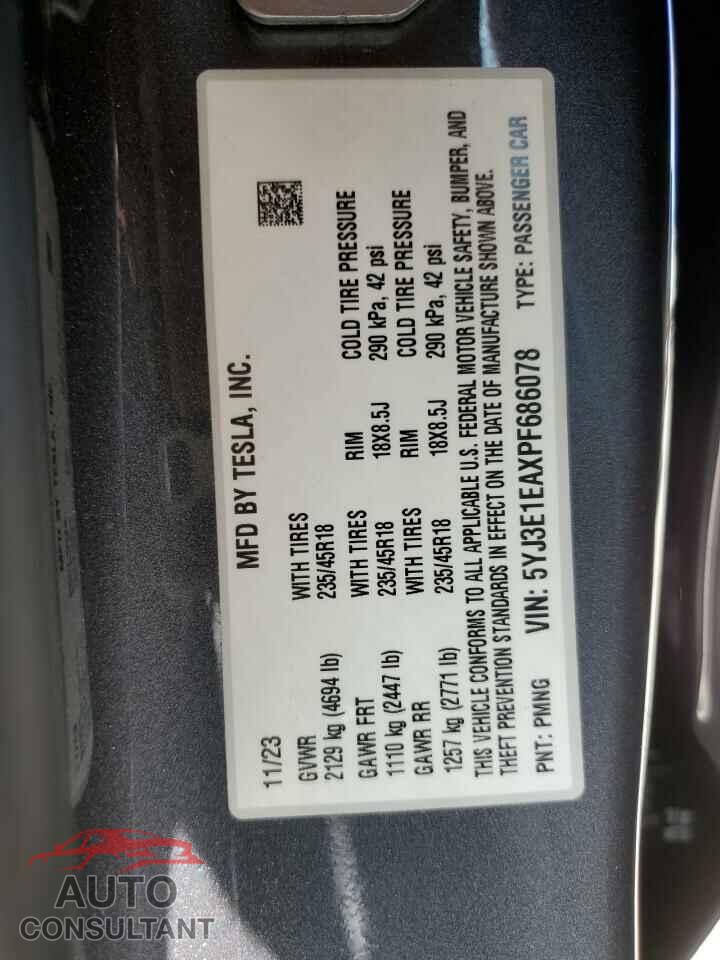 TESLA MODEL 3 2023 - 5YJ3E1EAXPF686078