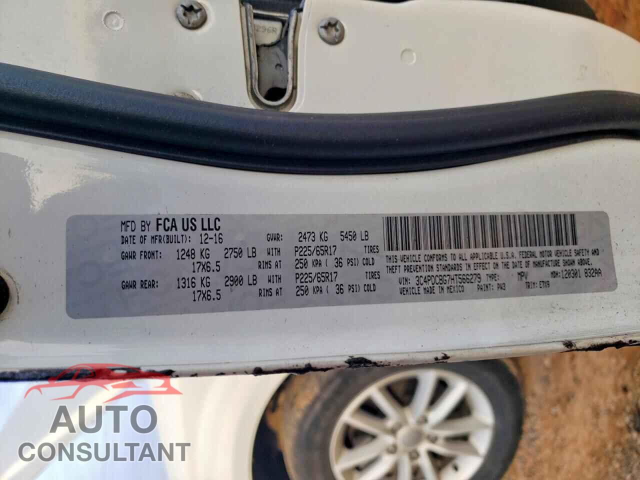 DODGE JOURNEY 2017 - 3C4PDCBG7HT566279