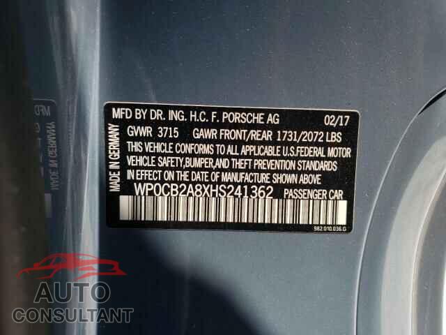 PORSCHE BOXSTER 2017 - WP0CB2A8XHS241362