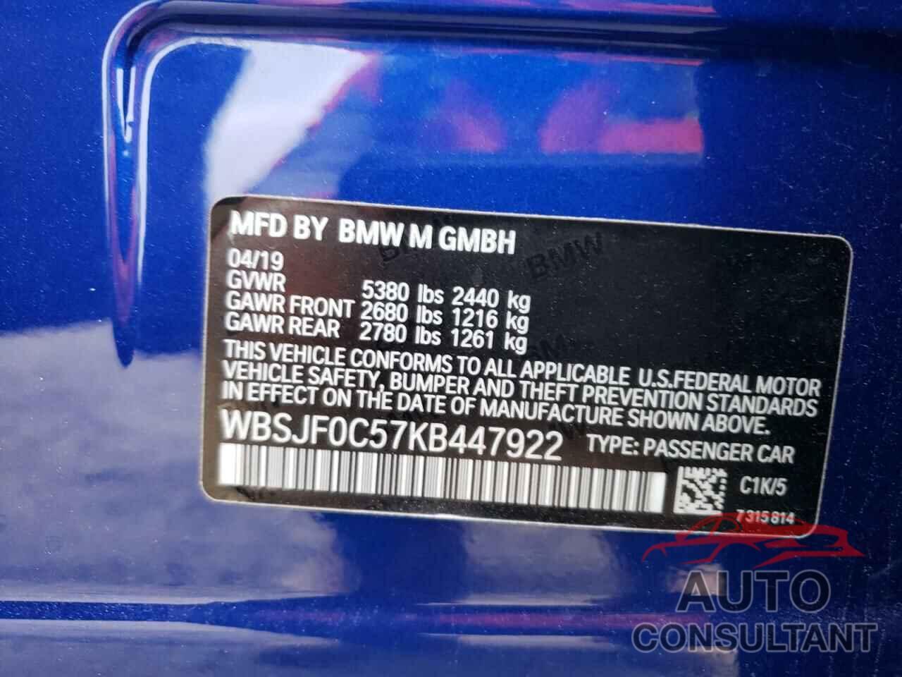 BMW M5 2019 - WBSJF0C57KB447922
