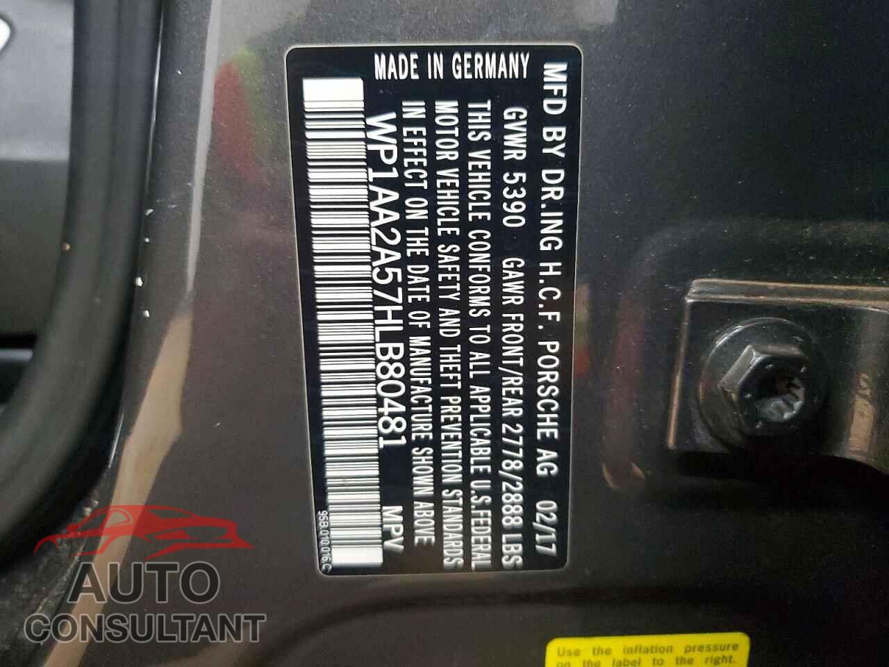 PORSCHE MACAN 2017 - WP1AA2A57HLB80481
