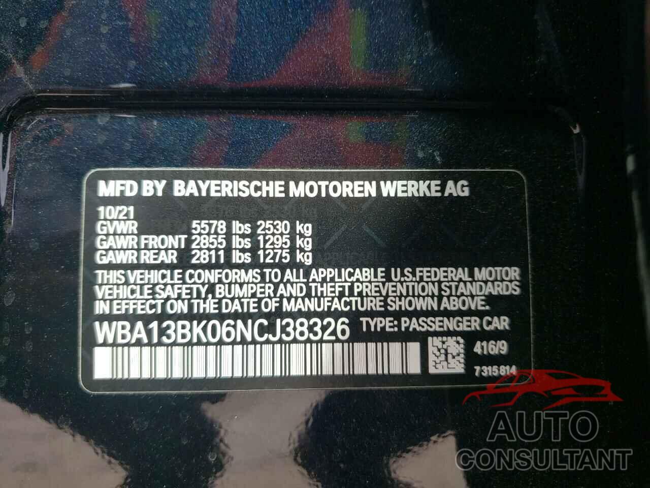 BMW M5 2022 - WBA13BK06NCJ38326