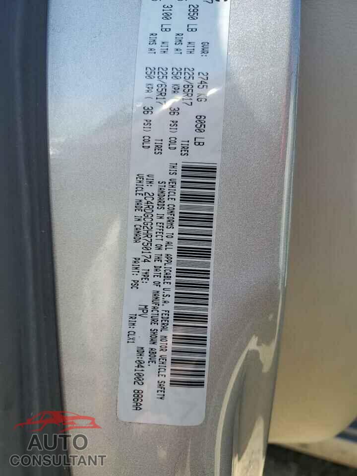 DODGE CARAVAN 2017 - 2C4RDGCG2HR750174