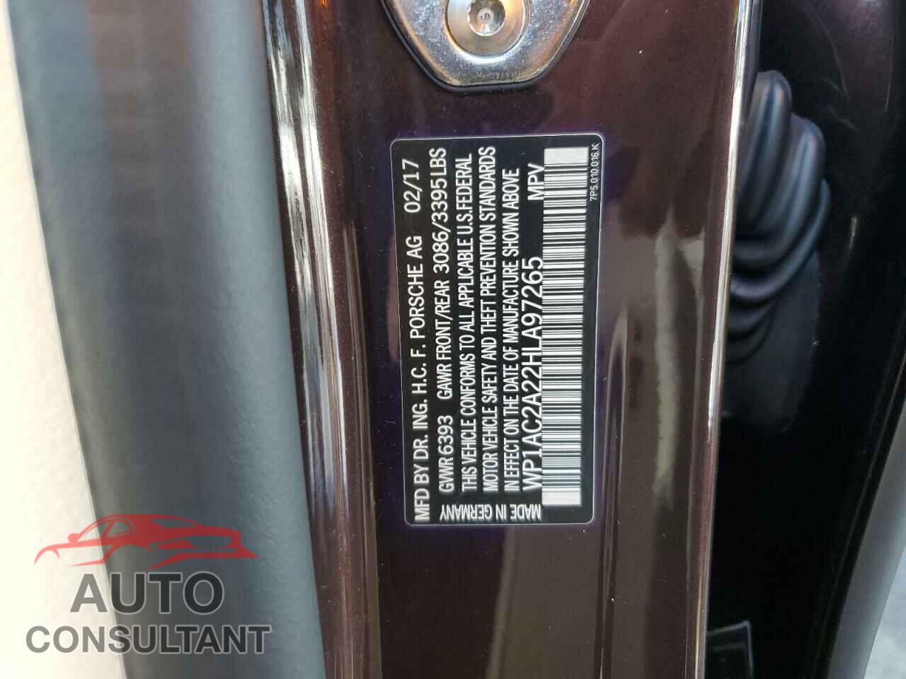 PORSCHE CAYENNE 2017 - WP1AC2A22HLA97265